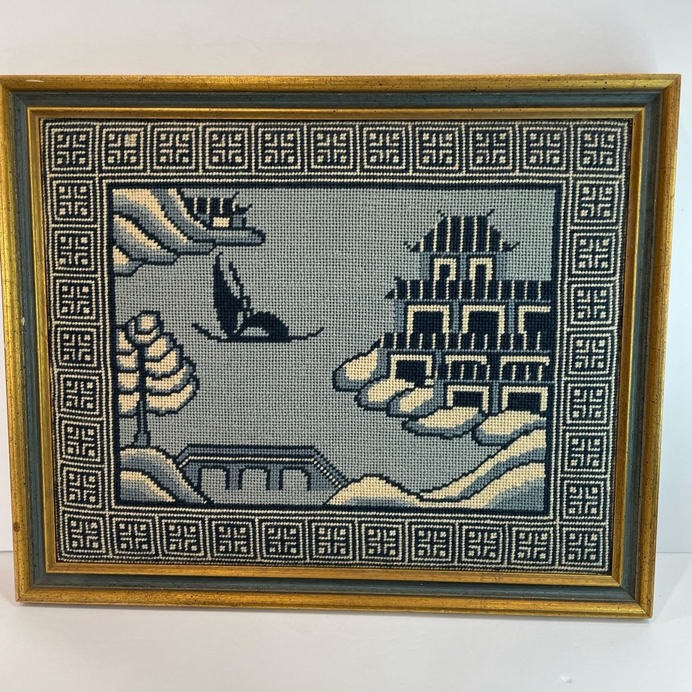 Vintage Cross Stitch Wall Art. Approx 17 X 24